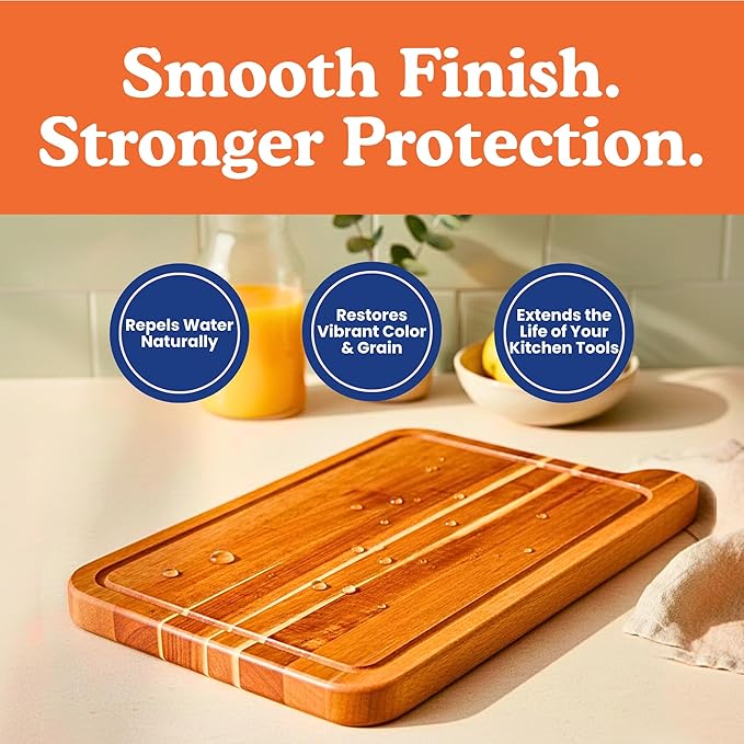 Ziruma Non-Toxic Wood Wax - Natural Wood Conditioner for Butcher Blocks, Wooden Utensils & Bowls – No Mineral Oil, No Petroleum - Pure Beeswax, Lemon & Flaxseed Oil [7 oz]