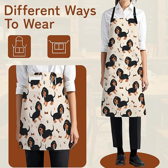 Apron with Pockets for Women, Adjustable Kitchen Cooking BBQ Chef Apron, Gifts for Mom Birthday, or Holidays