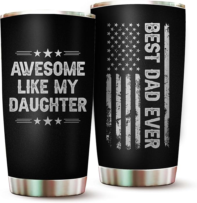 Dad Tumbler Awesome Like My Daughter Cup Father Gifts from Daughter - Best Dad Ever Tumblers - Christmas Best Gifts for Dad Mugs from Daughters Best Father Ever Gift - Stainless Steel Tumbler 20oz