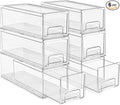Sorbus Small Clear Stackable Storage Drawers – 6-Pack Plastic Organizer Bins with Handles – Stackable Pull-Out Storage Drawers for Closet, Pantry, Office, Bathroom, Craft, and Toy Organization