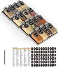 SpaceAid Spice Drawer Organizer with 16 Spice Jars, 386 Spice Labels, 4 Tier Seasoning Rack Tray Insert for Kitchen Drawers, 7.5" Wide x 17.5" Deep