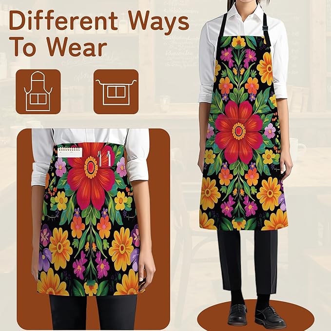 Adjustable Kitchen Apron with Pockets for Women and Men,Soft Chef Apron for Cooking, BBQ, and Grill