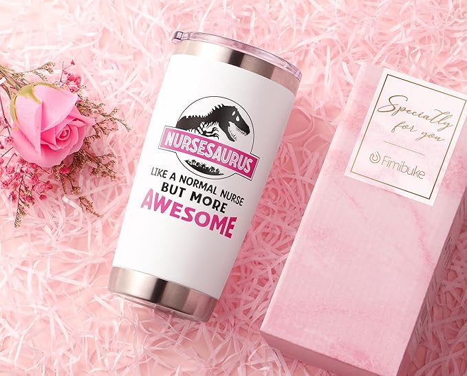 Nurse Gifts for Women, Christmas RN Gifts for Nurse Female Practitioner Doctor Dentist Assistant, 20 OZ Tumbler Nursesaurus Insulated Cup Best Unique Graduation Appreciation Birthday Christmas Gift