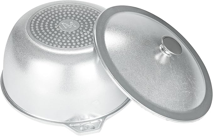 Traditional Cast Aluminum Pilaf Pot, Large Capacity, Coating-Free, Even Heat & Fast Cooking Dutch Oven with Lid for Searing, Stews & Rice (18L)