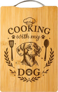 Bamboo Cutting Board, Funny Dog Lover Gift, Handmade Kitchen Decor – Cooking with My Dog (Dachshund)