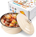 Enameled Cast Iron Dutch Oven Pot with Lid 5.5 Quart Enameled Dutch Oven with Dual Handle for Bread Baking, Braising, Stews, Roasting - Non-stick Cookware(White)