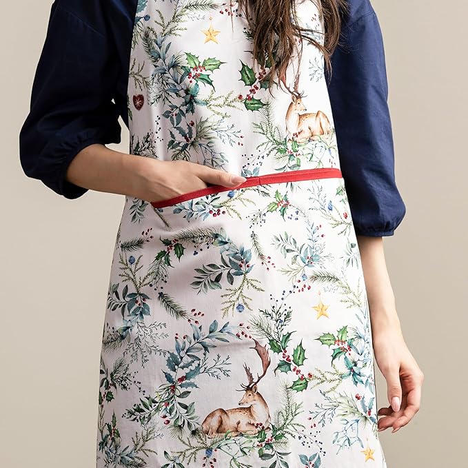 Maison d' Hermine 100% Cotton Apron for women with Pocket Kitchen Chef Apron for Men Cooking Gardening Server Waitress