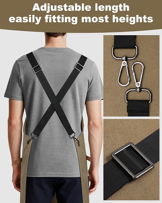 Kitchen Apron - 3 Large Pockets, Cross Back Apron With Adjustable Straps, Cooking Kitchen Chef Apron For Women And Men, Wear-Resistant & Easy To Clean.