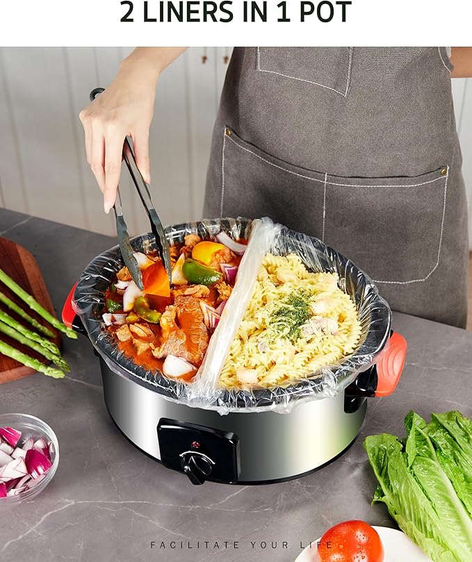Syntus Slow Cooker Liners, 30 Count Cooking Bags Large Size Disposable Pot Liners Plastic Bags, Fit 3QT to 8QT for Slow Cooker Cooking Trays, 13"x 21", 30 Liners
