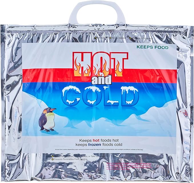 Superio Hot and Cold Insulated Bags for Food Delivery, Grocery Shopping Bags, Food Storage for Hot and Frozen Food for Travel, Disposable Cooler Bag