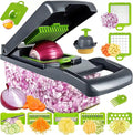 DOSTDR - Vegetable Chopper, Mandoline Slicer, Veggie Chopper, Food Chopper with Container, Vegetable Cutter & Spiralizer for Onion Salad Vegetable Chopper, Fruit Slicer, Shredding, Multi-Function