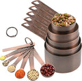 Smithcraft Copper Measuring Cups and Spoons Set for Baking & Kitchen, Stainless Steel Measuring Cups & Spoons Set, 5 Dry Measure Cup and 6 Metric Measure Spoon with1 Measure Ingredient Leveler