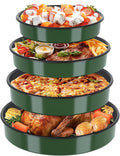 Round Baking Cake Pans Set Roasting Dish 4-Pack 9/10/12/14 Inch Enamel Non Stick Large Cookware for Cake Bread Pie Pizza Turkey Steak, Non-Toxic Carbon Steel Oven Dishwasher Safe Christmas Bakeware