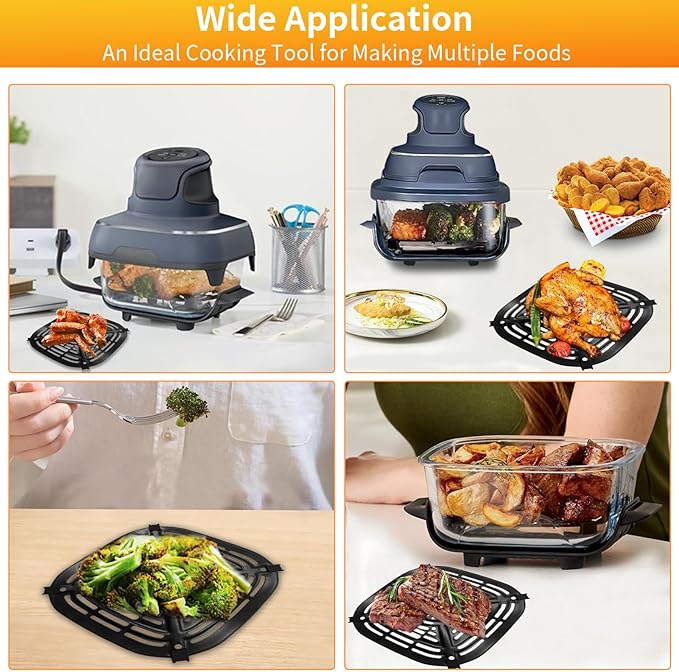 GCQ Air Fryer Grill Pan for Ninja Crispi Air Fryer FN101GY, Replacement Air Fryer Crisper Plate Grill Plate Tray Accessories with Rubber Bumpers, Dishwasher Safe