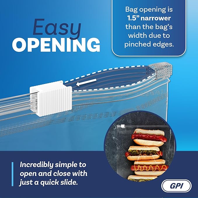 50 Count - Slider Zip 2.5 Gallon Jumbo Food Storage Bags, 13" x 18" 3 Mil Heavy Duty, Extra Large, Strong & Durable For Freezer Storage. GPI