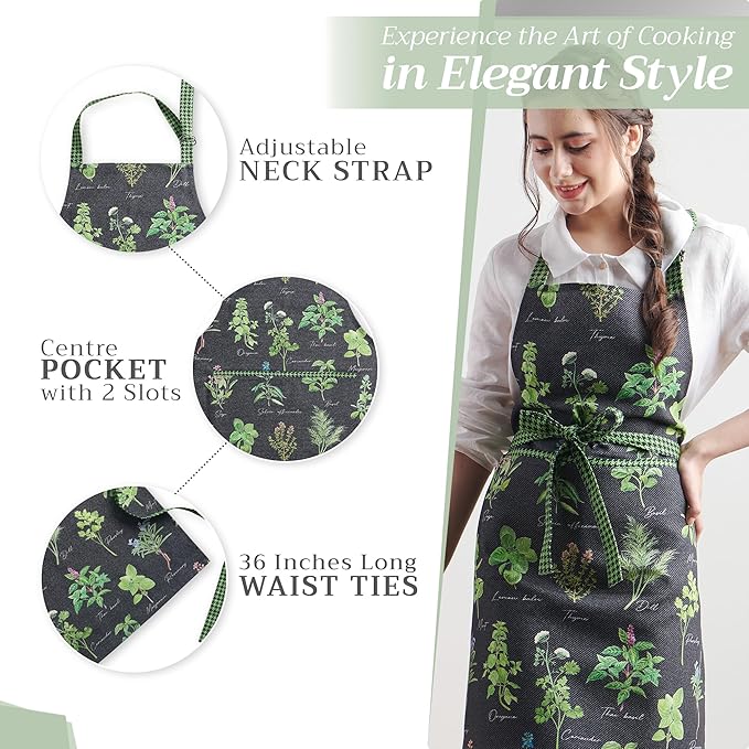 Maison d' Hermine 100% Cotton Apron for women with Pocket Kitchen Chef Apron for Men Cooking Gardening Server Waitress