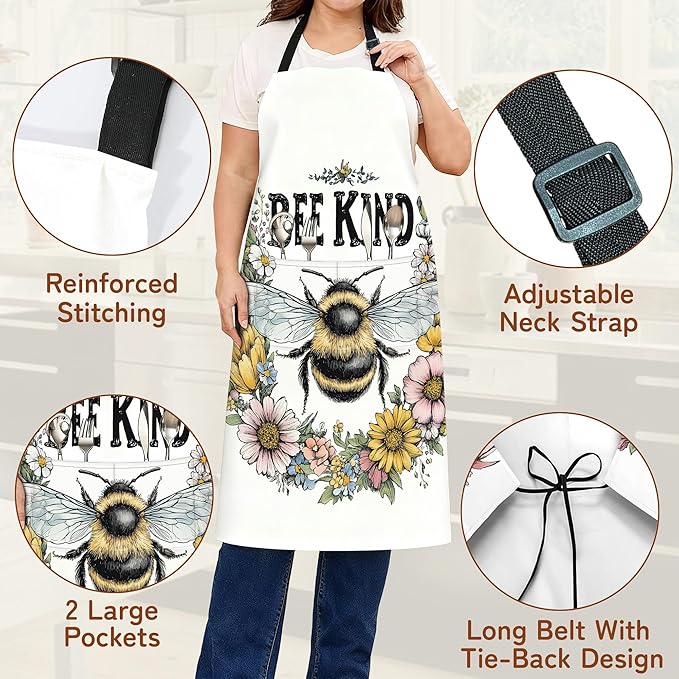 Cooking Apron for Women and Men,Adjustable Chef Bib Apron with 2 Pockets, Water and Oil Resistant for Kitchen Use