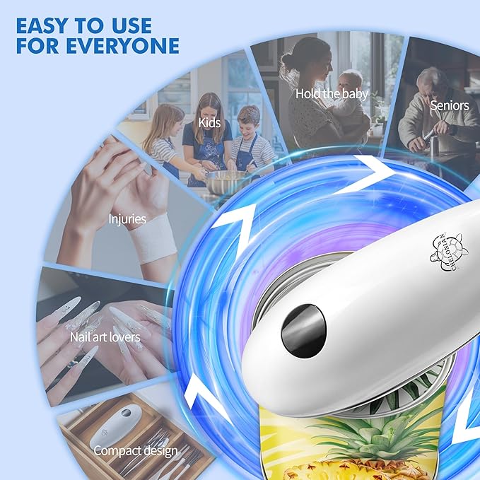 Electric Can Opener for Seniors,Automatic One-Touch Operation, Battery Operated Can Opener Hands Free, with Smooth Edge Cutting, Kitchen Gadget