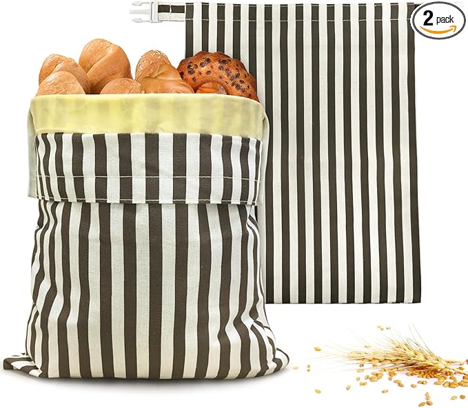 Mosucoirl Beeswax Bread Bags 2 Pack, Reusable Bread Storage Boxes for Homemade Sourdough, Cotton Food Bags Loaf Containers to Keep Fresh Large