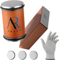 ARZEN Professional Rolling Knife Sharpener with Anti Cut Gloves – Kitchen Knife Sharpener with Magnetic 15° & 20° Angle Base, Replaceable Diamond & Ceramic Discs – Easy Knife Sharpening Tools