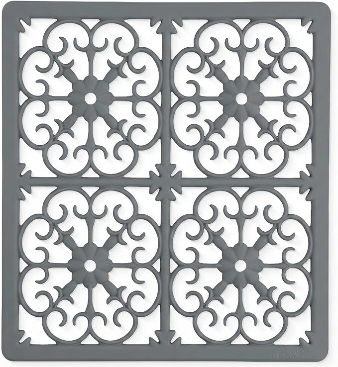GASARÉ, Extra Large, Thick, Silicone Trivet for Hot Dishes, Pots, and Pans, Heat Resistant Mat for Countertop, Hot Pad for Kitchen, Easy to Clean, 12 x 10.9 x 3/8 Inches, Gray