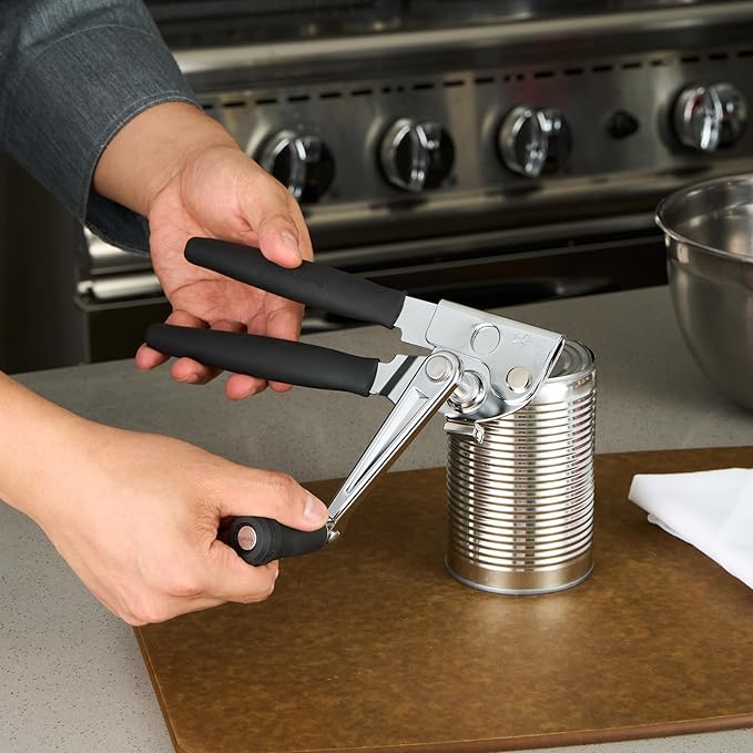 Restaurantware Stainless Steel Magnetic Manual Can Opener - 36 Pack - German Standard Black Crank Can Opener with Magnet, Ergonomic Handle, Non-Slip- Heavy-Duty Hand Can Opener, Easy Turn, Sharp Blade