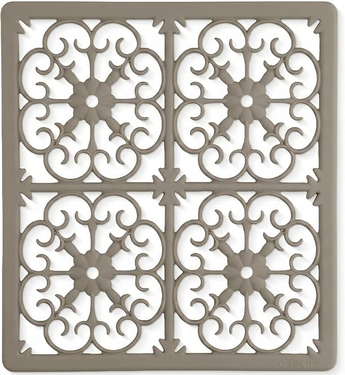 GASARÉ, Extra Large, Thick, Silicone Trivet for Hot Dishes, Pots, and Pans, Heat Resistant Mat for Countertop, Hot Pad for Kitchen, Easy to Clean, 12 x 10.9 x 3/8 Inches, Taupe