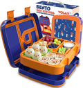 YOLAY Bento Box for Kids Lunch Box Leak-Proof, 5-Compartment Lunch Box Kids for Ages 3-10, Durable with Anti-Slip Base, Suitable for Schools, Outdoor and Travel (Mermaid) (Trucks)