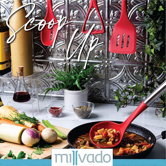Red Nylon & Stainless Steel Classic Soup Ladle, 13 Inch, Kitchen Ladle, 1 Piece