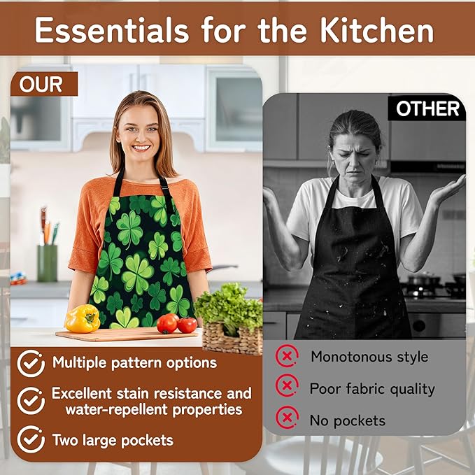 Cooking Aprons for Men and Women,Adjustable Bib Chef Apron with 2 Pockets, Soft and Durability Kitchen Apron
