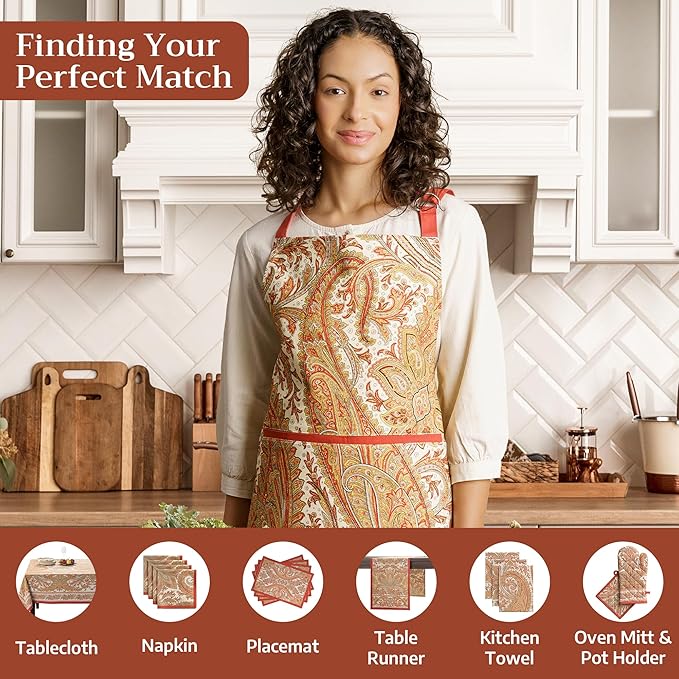 Maison d' Hermine 100% Cotton Apron for women with Pocket Kitchen Chef Apron for Men Cooking Gardening Server Waitress