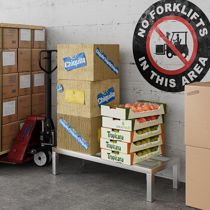 36" Long x 14" Wide | Height: 8" Off The Floor Aluminum Dunnage Rack | Storage in Restaurant, Kitchens and Garages and More!