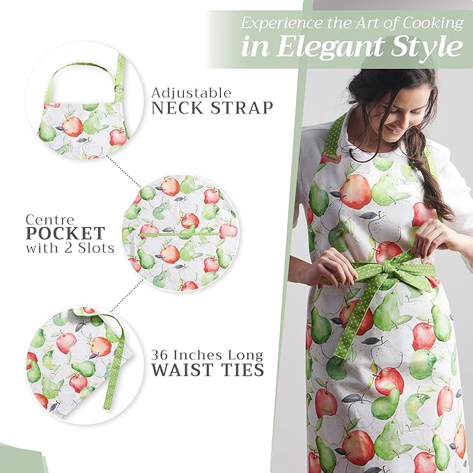 Maison d' Hermine 100% Cotton Apron for women with Pocket Kitchen Chef Apron for Men Cooking Gardening Server Waitress