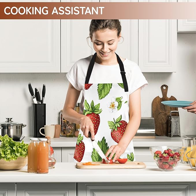 Kitchen Apron with Pocket,Waterproof Adjustable Neck and Long Ties, Cooking Baking Gardening Painting Apron for Women
