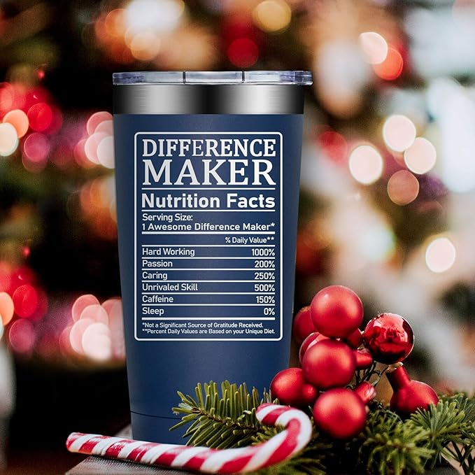 Difference Maker Gifts - Christmas Thank You Gift for Men Women - Teacher Appreciation Gifts - Inspirational Gift for Coworker, Boss, Assistant, Employee - 20oz Tumbler