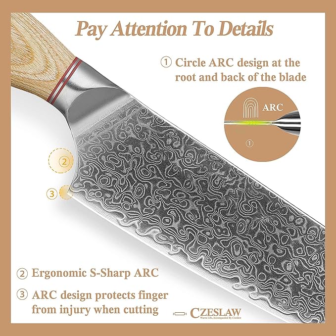 Chef Knife, Japanese Damascus Chefs Knife - kitchen knife, 8 Inch Professional Sharp Cooking Knife, Hand Forged Black Japanese Damascus Kitchen Knife, Full Tang, Ergonomic Maple Handle Design