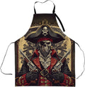 Pirate Skull Apron,Adjustable Waterproof Oxford Fabric Kitchen Apron with 2 Pockets for Men and Women, Cooking, Baking, BBQ, Coffee Shop, Housewarming Gifts, 28x33 Inches