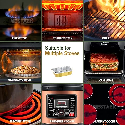 6"x 4" Sturdy Aluminum Foil Pans + Lids (5 Pack), 2X Thicker Heavy Duty for Oven, Grill, Microwavable Cooking Baking, Reusable Freezable Dishwasherable Disposable Tin Pot Container 25oz