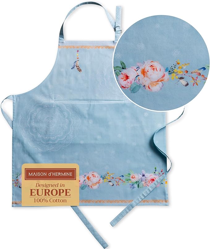 Maison d' Hermine 100% Cotton Apron for women with Pocket Kitchen Chef Apron for Men Cooking Gardening Server Waitress