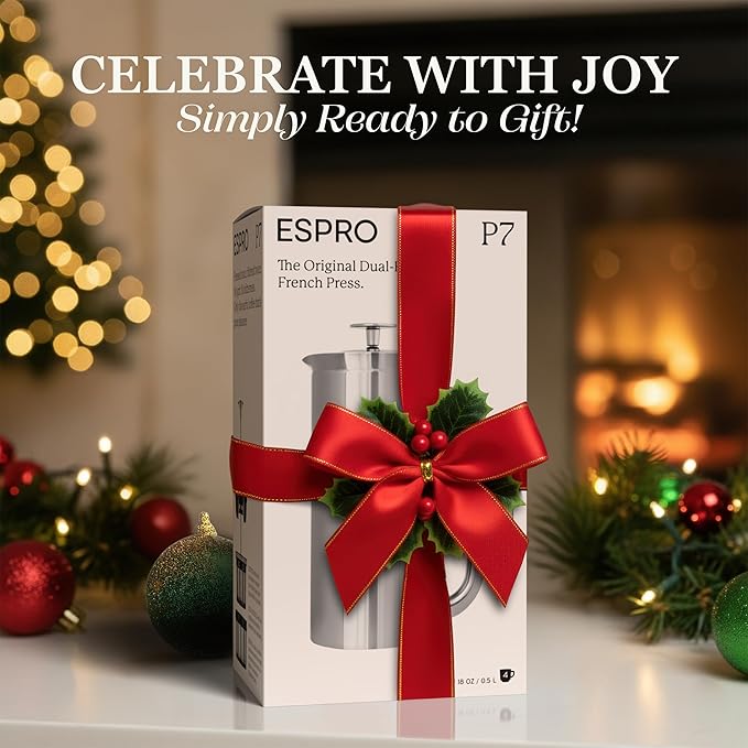 ESPRO P7 Brushed Stainless Steel French Press 304 – Patented Double Walled Micro-Filter Insulated French Press Coffee Maker, Grit-Free Brew - Heat Resistant BPA Free (18oz)