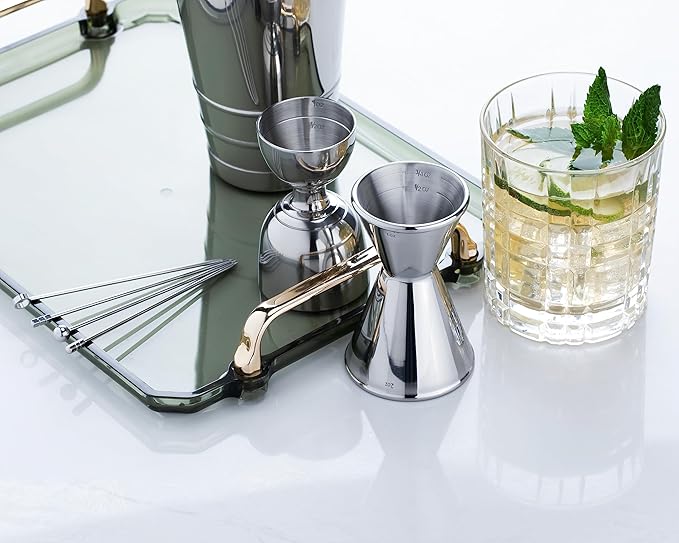 Heavy Duty Bar Jigger, Stainless Steel Cocktail Measuring Jigger With 0.5-2oz Precision Marks, Double Walls, Mirror Polished, for Professional Bartenders & Home Cocktail Enthusiasts (1 Piece)
