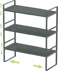Expandable Stackable Spice Rack Cabinet Shelf Organizer in Cabinets Shelves Kitchen Cupboard Organization Stack up Racks Pantry Countertop Storage (Gun-Gray, Large 3 Packs G)