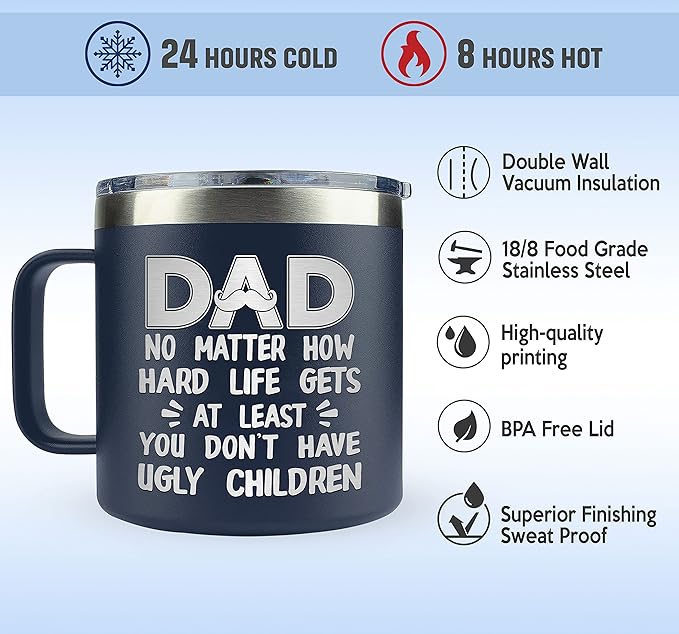 Christmas Gifts for Dad, Men - Gifts for Dad from Daughter, Son - Dads Birthday Gift Ideas, Happy Birthday gifts for Dads, Fathers - Best Dad Ever Gift, Present for dads - 14 Oz dad Mug