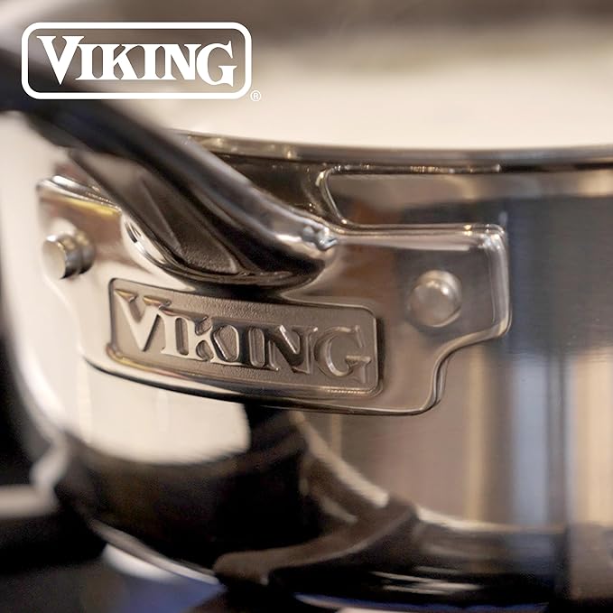 Viking PureGlide Pro 3-Ply Nonstick Sauce Pan, Made without PFAS, 2-Quart Induction Cooking Pot with Lid, Metal Utensil Safe Titanium Nonstick Surface, Oven Safe to 600F