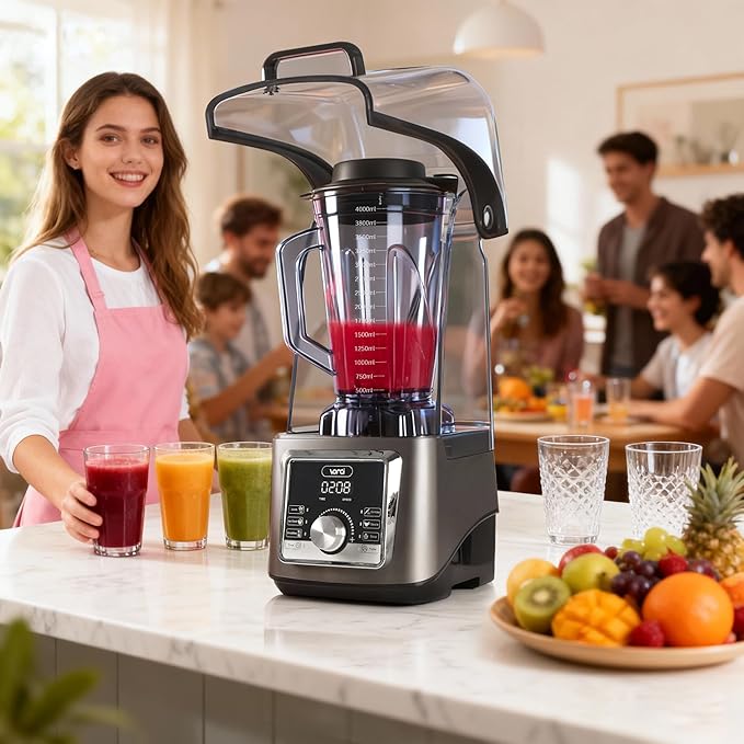 VONCI 2200W Commercial Blender With Sound Enclosure, 135OZ Large Capacity Quiet Blender For Smoothies, Heavy Duty Industrial Blenders For Restaurant, Perfect For Kitchen, Ice Crush, Milk Shake, Fruits
