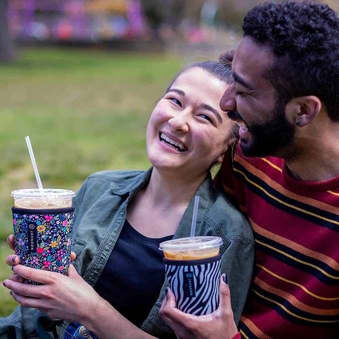Sok It JavaSok Iced Coffee & Cold Soda Insulated Neoprene Cup Sleeve (Secret Garden, Medium: 22-28oz)