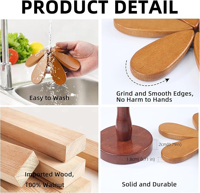 Christmas Tree Trivet Wooden Trivets for Hot Dishes, Christmas Tree Coasters Wooden Set of 5, Table Decor Coaster for Home and Restaurant