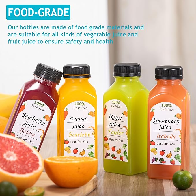 30Pcs 12 Oz Plastic Juice Bottles with Caps,Clear Reusable Water Bottle & Tamper Proof Lids,Juice Containers,Juicing Bottles for Fruit Juice,Smoothies,Coffee - Food Grade & Travel Bottle (30)