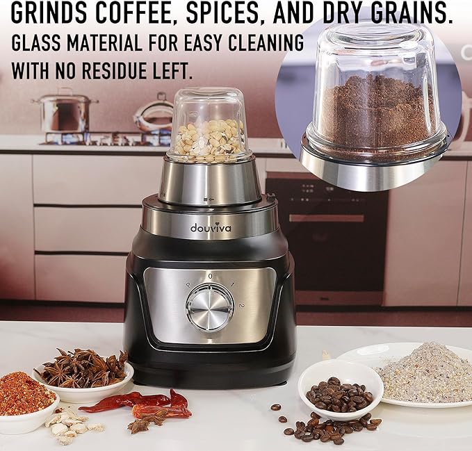 Food Processor Blender Combo, 3-1 Countertop Blender with 8cup Processor Bowl, Grinder,24oz To-Go Lid Cup, 1000W Blenders for Kitchen with Smoothies/Shakes/Mixing/Shredding/Slicing/Chop cheese/Dough