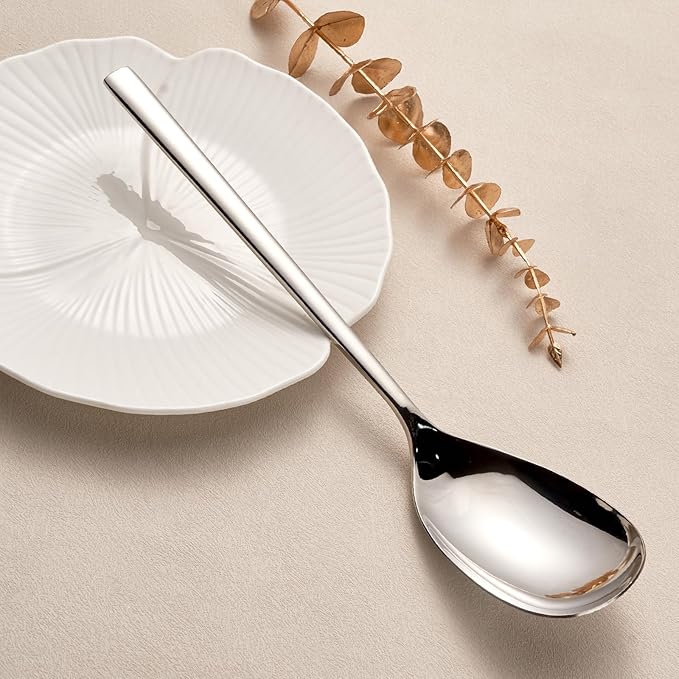 Extra-Large Serving Spoon,12 Inch Premium Food-Grade 18/10 Stainless Steel,Heavy-Duty Buffet Spoon with Ergonomic Long Handle (1 Pack)